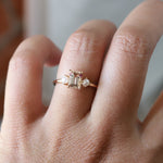 EVA | 1 ct. Emerald Cut Peach Morganite and Pearl Side Stone Ring