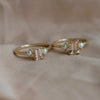 EVA | 0.7 ct. Emerald Cut Peach Morganite and Pearl Side Stone Ring