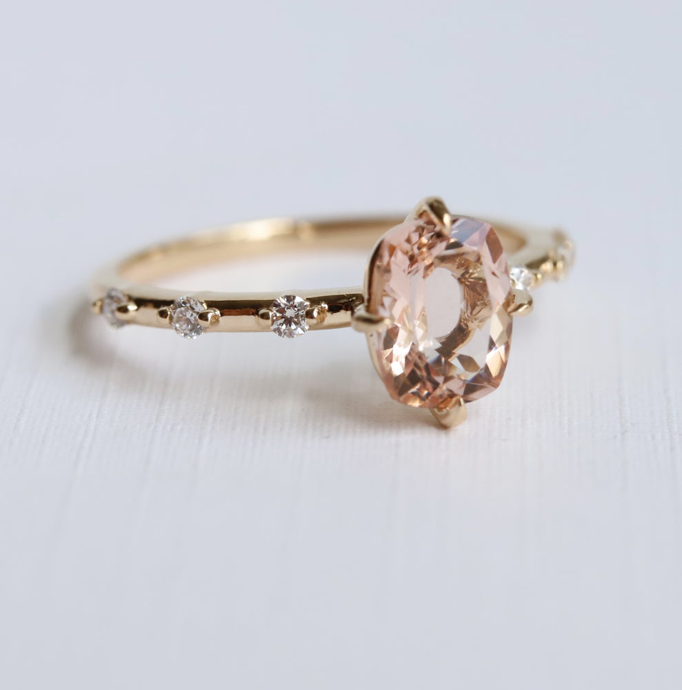 Aurora | 1 ct. Cushion Cut Morganite Accented Ring