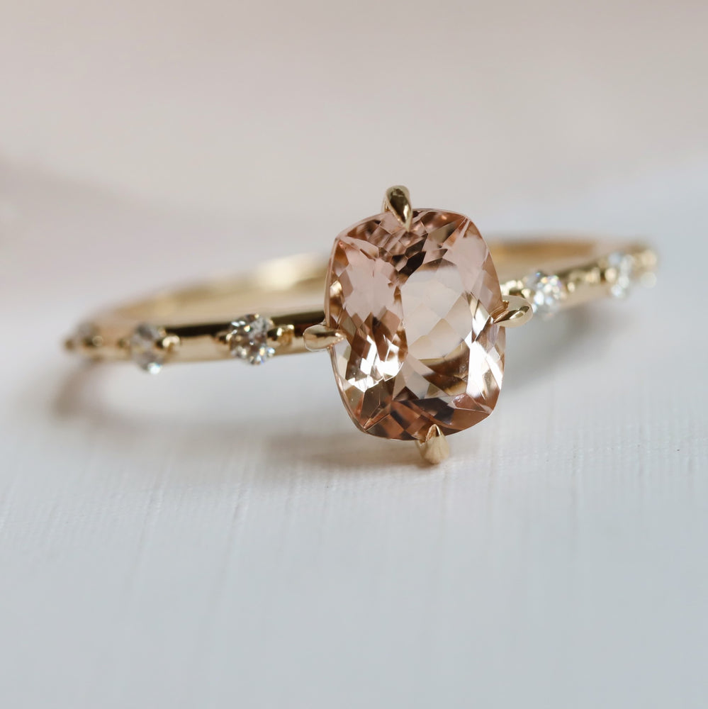 Aurora | 1 ct. Cushion Cut Morganite Accented Ring