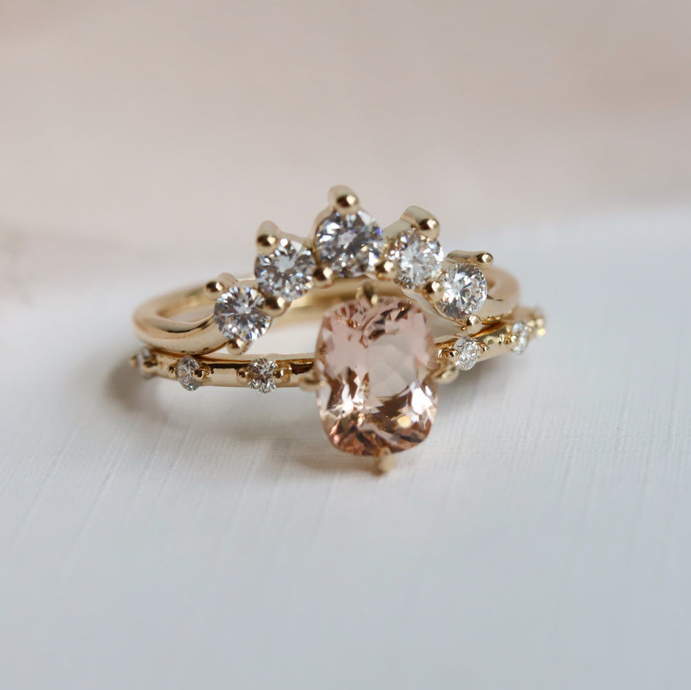 Aurora | 1 ct. Cushion Cut Morganite Accented Ring