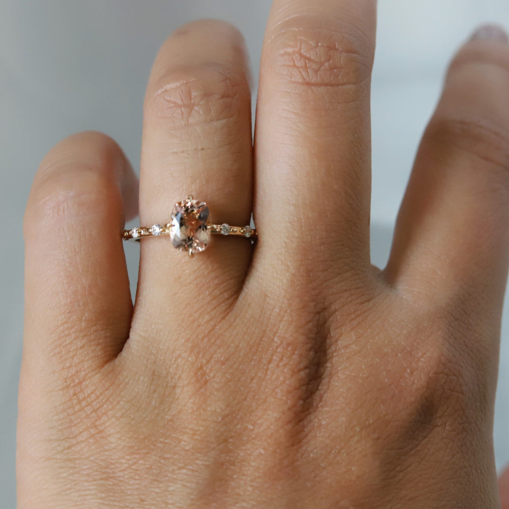 Aurora | 1 ct. Cushion Cut Morganite Accented Ring