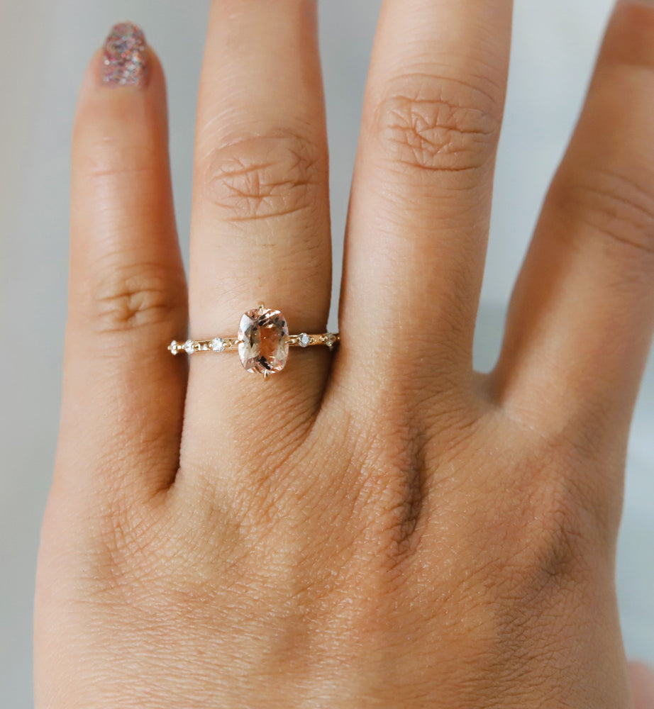 Aurora | 1 ct. Cushion Cut Morganite Accented Ring