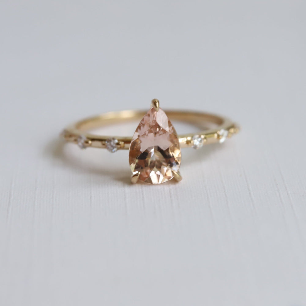 Aurora | 1 ct. Pear Morganite Accented Ring