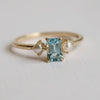 EVA | 0.7 ct. Emerald Cut Aquamarine and Pearl Side Stone Ring