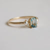 EVA | 0.7 ct. Emerald Cut Aquamarine and Pearl Side Stone Ring