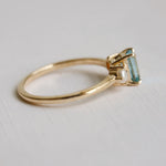 EVA | 0.7 ct. Emerald Cut Aquamarine and Pearl Side Stone Ring