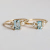 EVA | 0.7 ct. Emerald Cut Aquamarine and Pearl Side Stone Ring