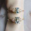 EVA | 0.7 ct. Emerald Cut Aquamarine and Pearl Side Stone Ring