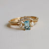 EVA | 0.7 ct. Emerald Cut Aquamarine and Pearl Side Stone Ring