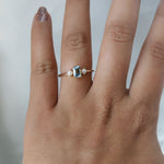 EVA | 0.7 ct. Emerald Cut Aquamarine and Pearl Side Stone Ring