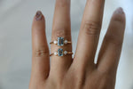 EVA | 0.7 ct. Emerald Cut Aquamarine and Pearl Side Stone Ring