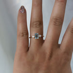 EVA | 1 ct. Emerald Cut Aquamarine and Pearl Side Stone Ring