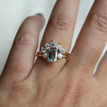 EVA | 1 ct. Emerald Cut Aquamarine and Pearl Side Stone Ring