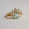 EVA | 1 ct. Emerald Cut Aquamarine and Pearl Side Stone Ring
