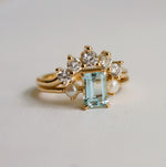 EVA | 1 ct. Emerald Cut Aquamarine and Pearl Side Stone Ring