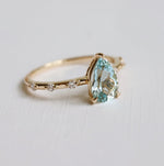 Aurora | 1 ct. Pear Aquamarine Accented Ring