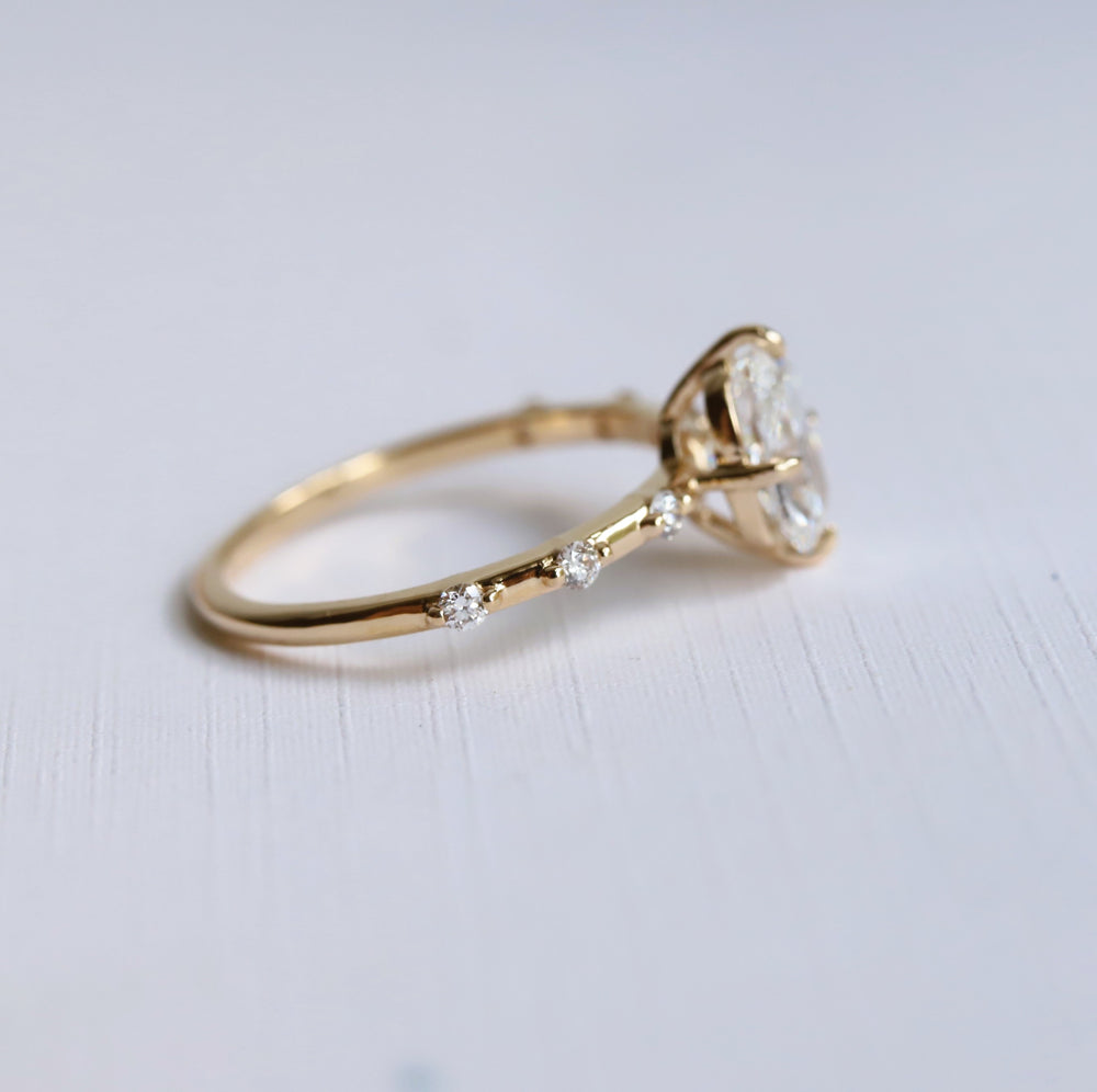 Aurora | 1 ct. Elongated Cushion Diamond Accented Ring