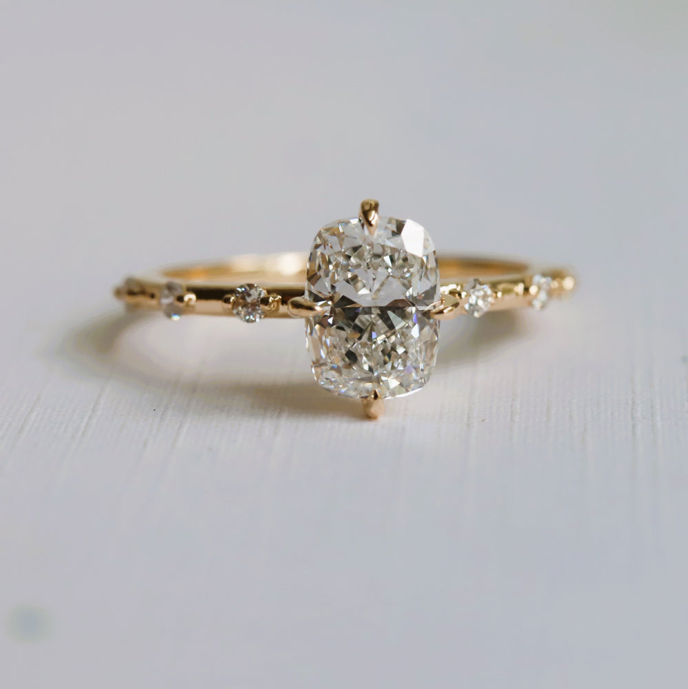 Aurora | 1 ct. Elongated Cushion Diamond Accented Ring