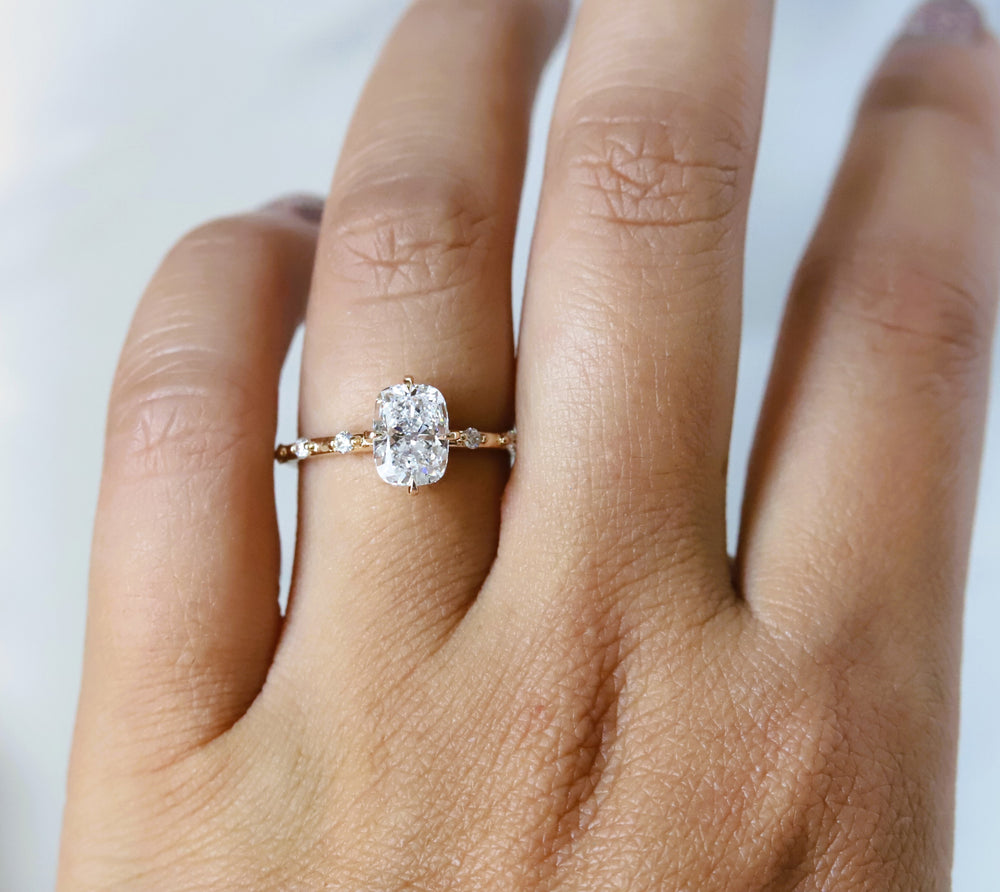Aurora | 1 ct. Elongated Cushion Diamond Accented Ring