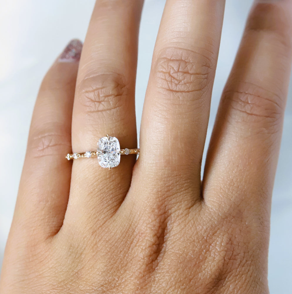 Aurora | 1 ct. Elongated Cushion Diamond Accented Ring