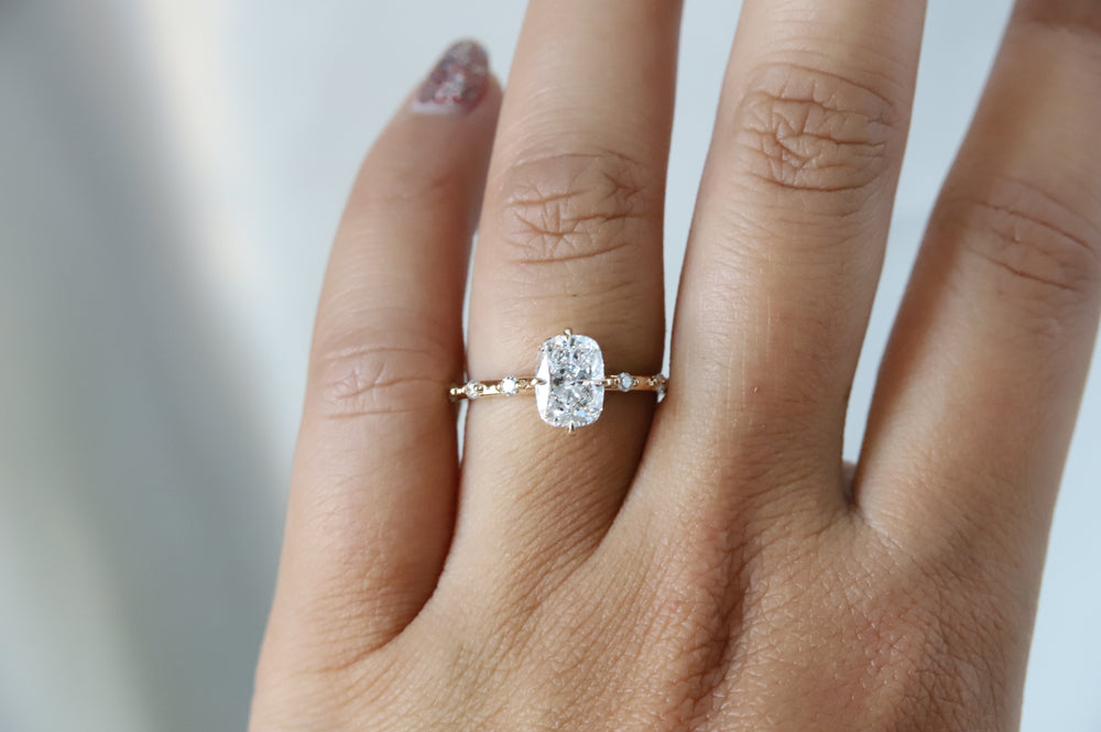 Aurora | 1 ct. Elongated Cushion Diamond Accented Ring