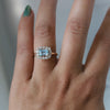 Emma | 1 ct. Emerald Cut Sky Blue Topaz East West Halo Ring