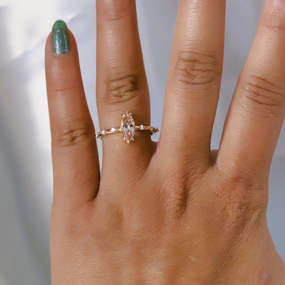 Aurora | 1 ct. Marquise Morganite Accented Ring