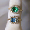 Emma | 1 ct. Emerald Cut Sky Blue Topaz East West Halo Ring