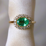 Emma | 1 ct. Oval Emerald East West Halo Ring