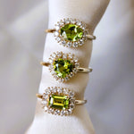 Emma | 1 ct. Oval Peridot East West Halo Ring