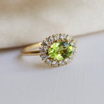 Emma | 1 ct. Oval Peridot East West Halo Ring