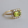 Emma | 1 ct. Emerald Cut Peridot East West Halo Ring