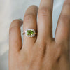 Emma | 1 ct. Emerald Cut Peridot East West Halo Ring