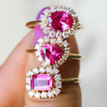 Emma | 1 ct. Emerald Cut Pink Sapphire East West Halo Ring