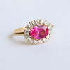 Emma | 1 ct. Oval Pink Sapphire East West Halo Ring