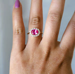 Emma | 1 ct. Oval Pink Sapphire East West Halo Ring