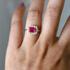 Emma | 1 ct. Emerald Cut Pink Sapphire East West Halo Ring