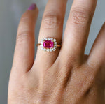 Emma | 1 ct. Emerald Cut Pink Sapphire East West Halo Ring