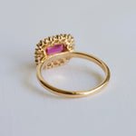 Emma | 1 ct. Emerald Cut Pink Sapphire East West Halo Ring