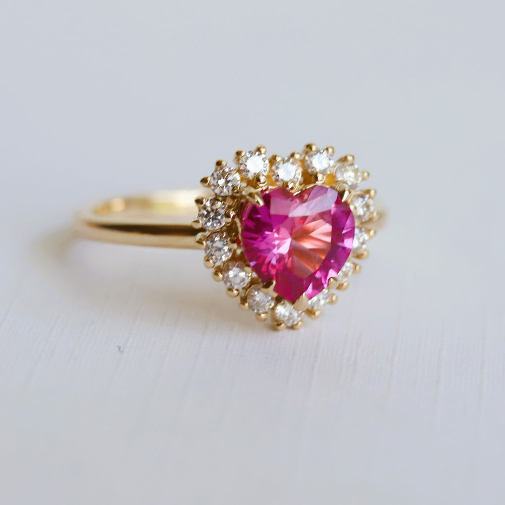 Emma | 1 ct. Heart Pink Sapphire Halo Ring