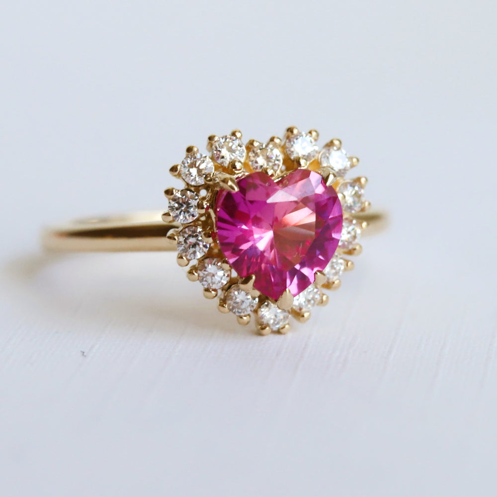 Emma | 1 ct. Heart Pink Sapphire Halo Ring