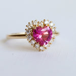 Emma | 1 ct. Heart Pink Sapphire Halo Ring