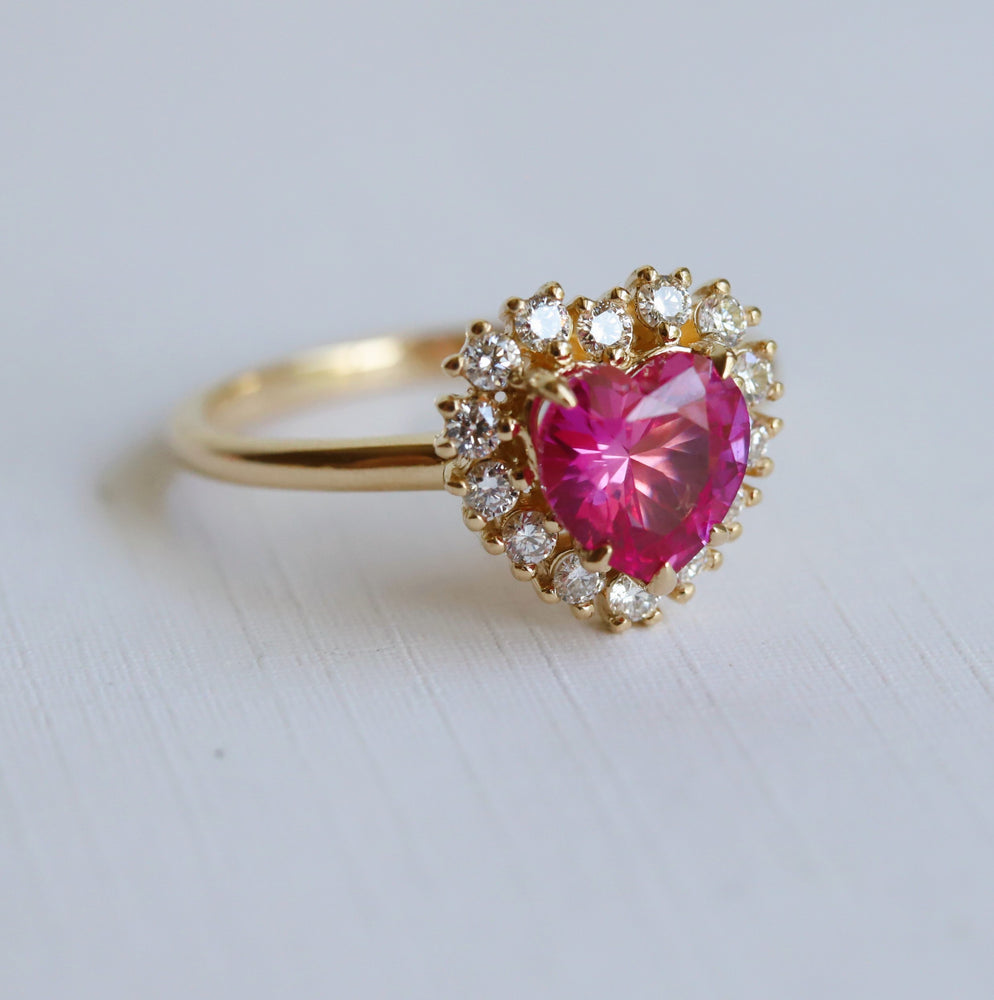 Emma | 1 ct. Heart Pink Sapphire Halo Ring