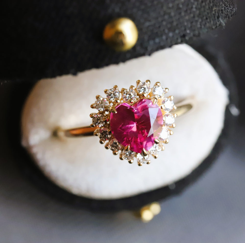 Emma | 1 ct. Heart Pink Sapphire Halo Ring