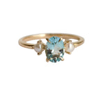 EVA | 1 ct. Oval Aquamarine and Pearl Side Stone Ring