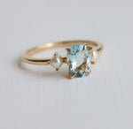 EVA | 1 ct. Oval Aquamarine and Pearl Side Stone Ring