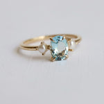 EVA | 1 ct. Oval Aquamarine and Pearl Side Stone Ring