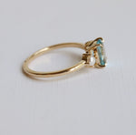 EVA | 1 ct. Oval Aquamarine and Pearl Side Stone Ring