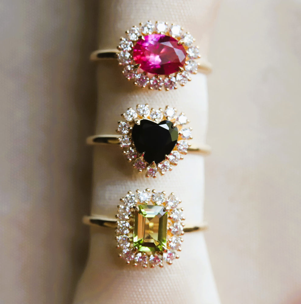 Emma | 1 ct. Heart Black Onyx Halo Ring